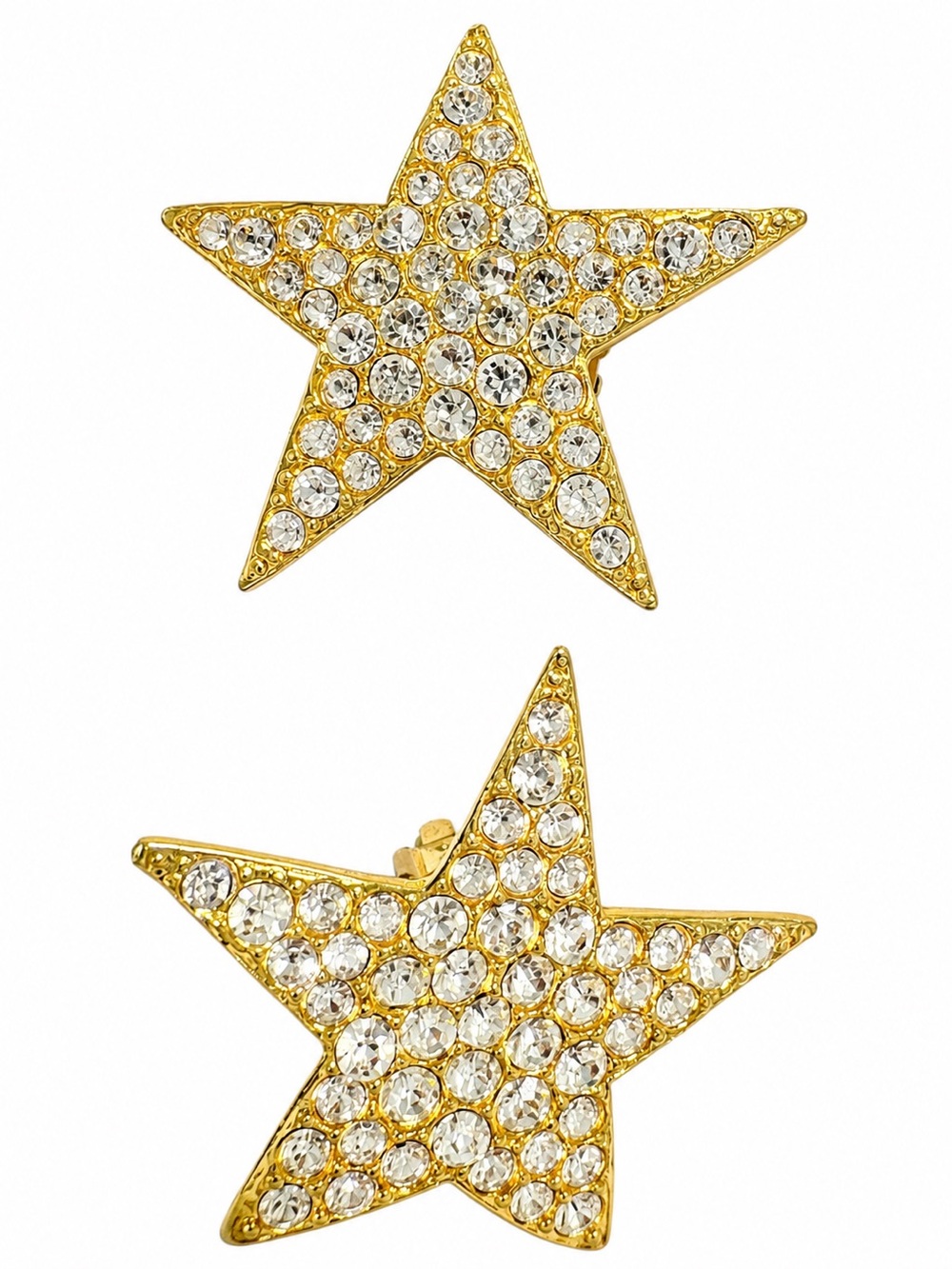 Vintage Gold Star Crystal Stud Earrings - Women Jewelry
